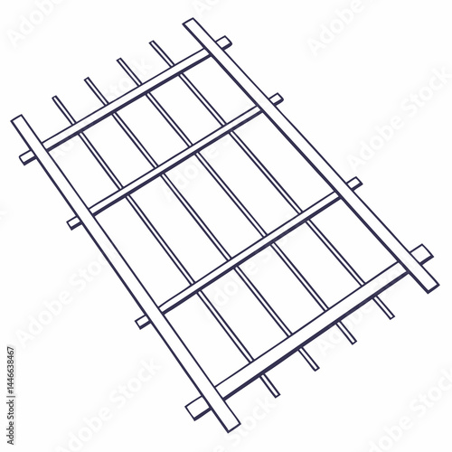 Top View Line Drawing Of Wooden Pergola Construction Isolated On White