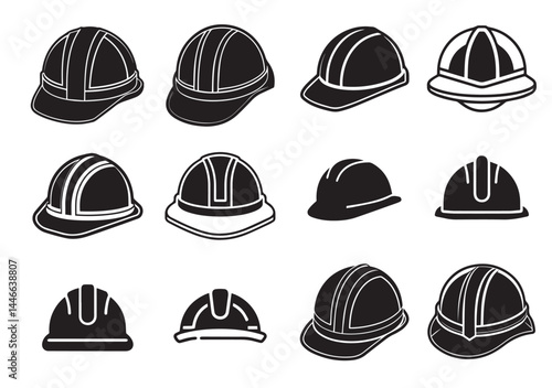 Hard hat Icon, Hard hat silhouette vector