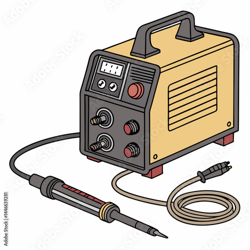 Vector Illustration Of Soldering Station With Digital Display And Power Cord
