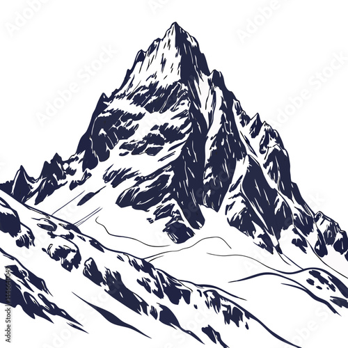 Mountain Peak Vector Illustration Rocky Landscape Alps Mountain Range Scenery
