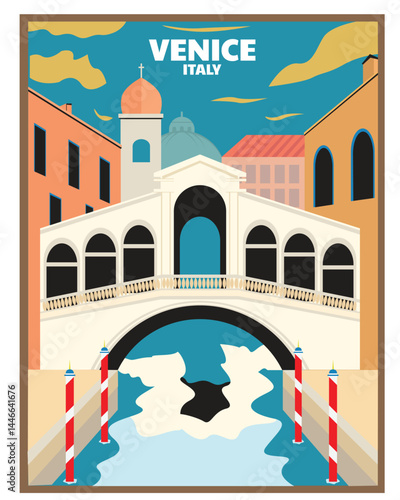 Venice Italia poster retro and vintage style