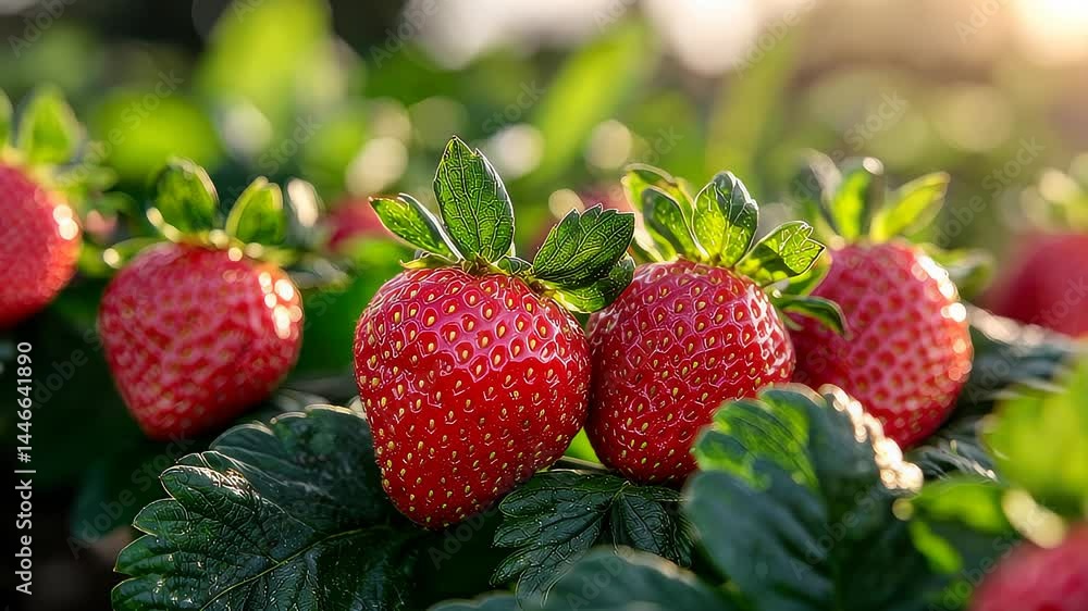 Vibrant fresh strawberries on vine close up view of ripe berries and lush green leaves high quality food photography natural lighting fresh produce for healthy eating fresh fruits agricultural field o Vibrant fresh strawberries on vine close up view of ripe berries and lush green leaves high quality food photography natural lighting fresh produce for healthy eating fresh fruits agricultural field o