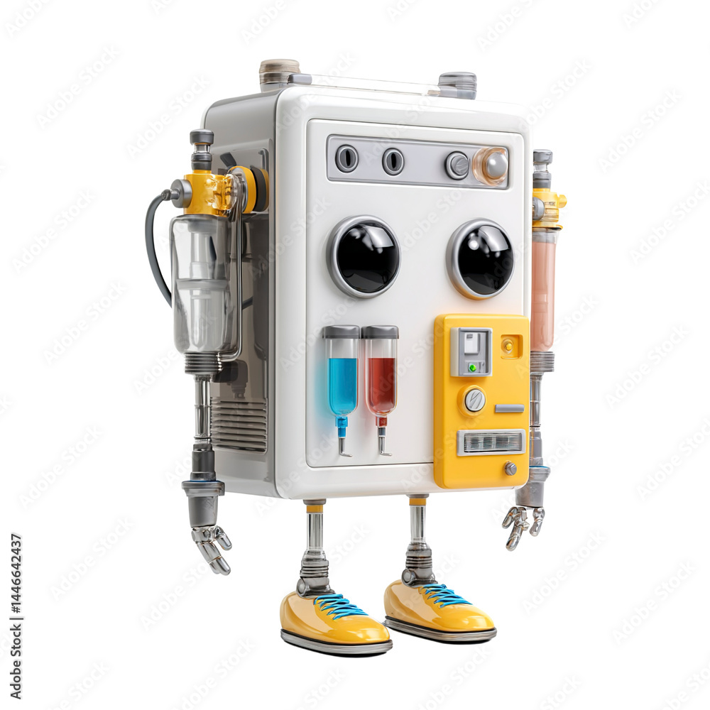 Fototapeta premium Quirky Retro Robot with Medical Supplies - 3D Render
