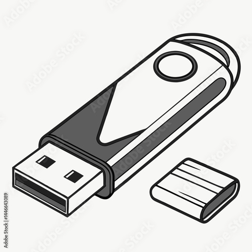Stylized Flash Drive Illustration For Data Storage Solutions And Technology Concepts