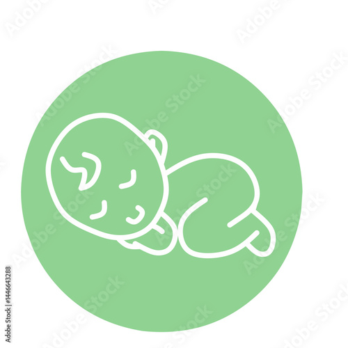 Baby Sleeping cute adorable green color circle icon. Perfect for baby care content promotion.