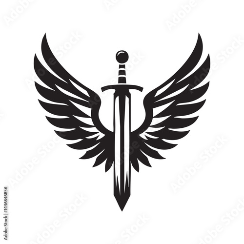 sword with wings logo vector illustration