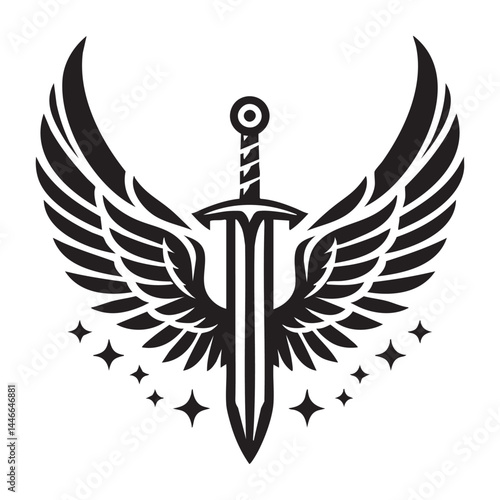 sword with wings logo vector illustration
