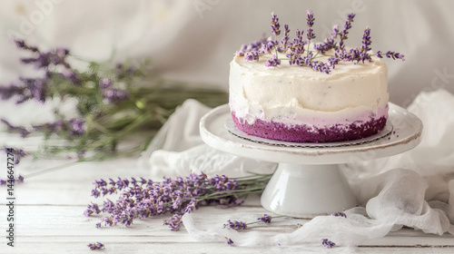 Lavender cake dessert sweet bakery food delicious purple floral icing celebration treat baked goods tasty