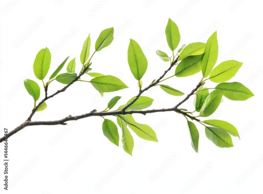 Fresh spring branch with vibrant green leaves Fresh spring branch with vibrant green leaves