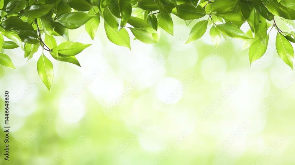 Lush green foliage frames a softly blurred, sun-dappled background Lush green foliage frames a softly blurred, sun-dappled background