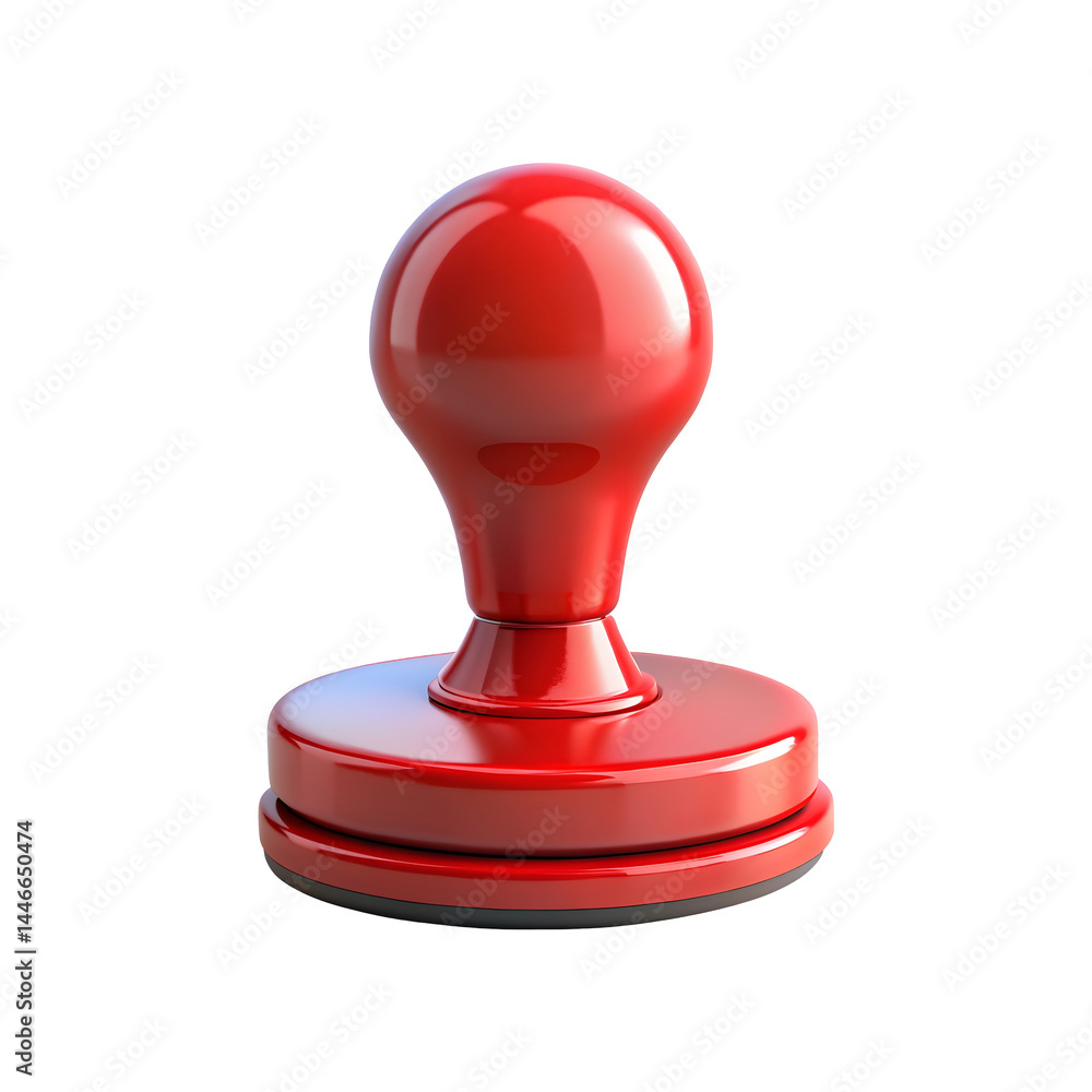 a bright red rubber stamp with a rounded top on a transparent background a bright red rubber stamp with a rounded top on a transparent background
