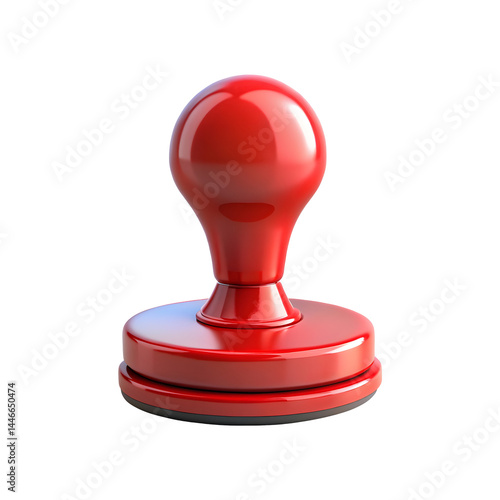 a bright red rubber stamp with a rounded top on a transparent background