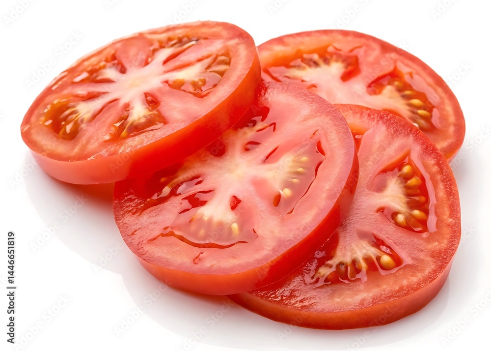 Slices of ripe tomato isolated on white background Slices of ripe tomato isolated on white background