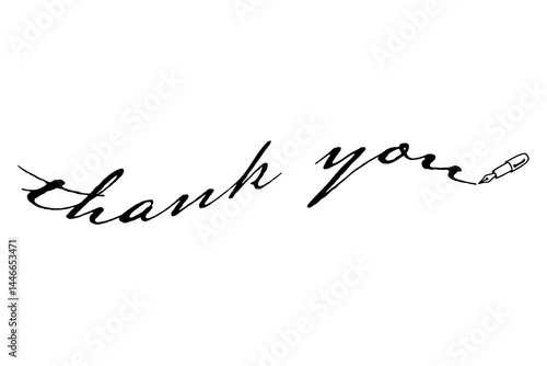 手書き風の筆記体で書いたThank You（ありがとう）の文字（カリグラフィー）
