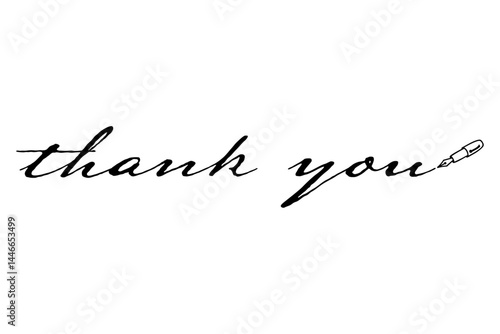 手書き風の筆記体で書いたThank You（ありがとう）の文字（カリグラフィー）
