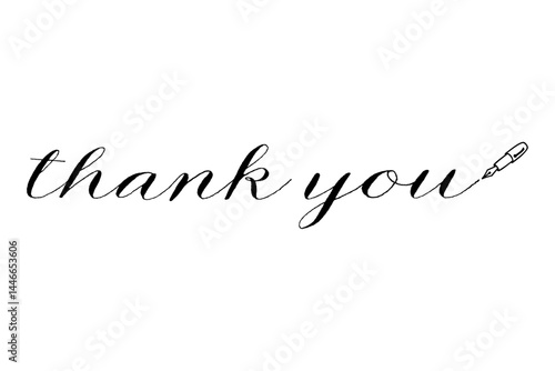 手書き風の筆記体で書いたThank You（ありがとう）の文字（カリグラフィー）
