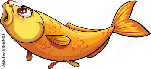 Koi carp fish cartoon sticker