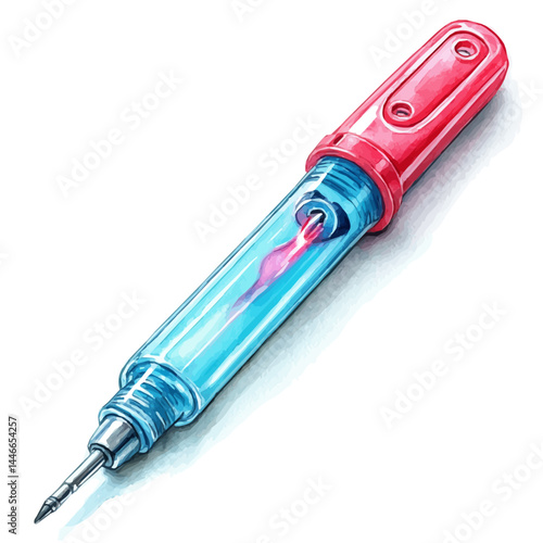 illustration of Soldering Iron With Melting Solder, watercolor vector, isolated on a white background.
