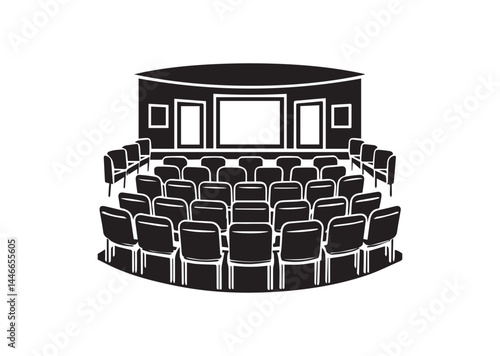 Conference hall with chairs icon, Conference hall with chairs silhouette vector