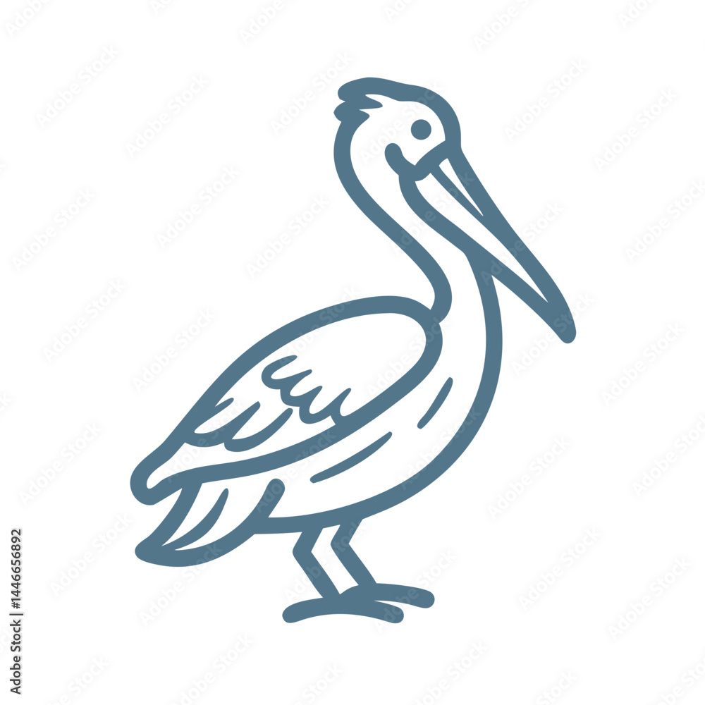 Fototapeta premium Simple Pelican Illustration, Line Art Style