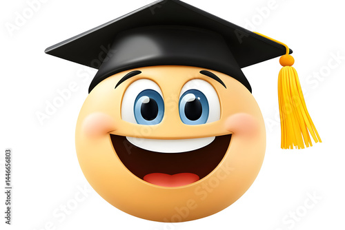 Happy Graduation Emoji Illustration with Transparent Background
