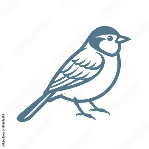 Stylized Black-Capped Chickadee Bird Illustration