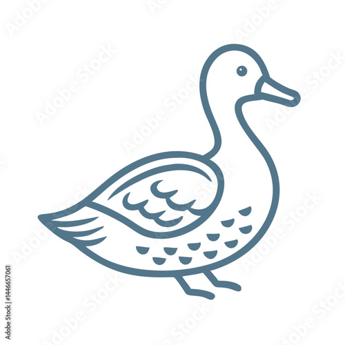 Cinnamon Teal Duck Outline Icon Illustration