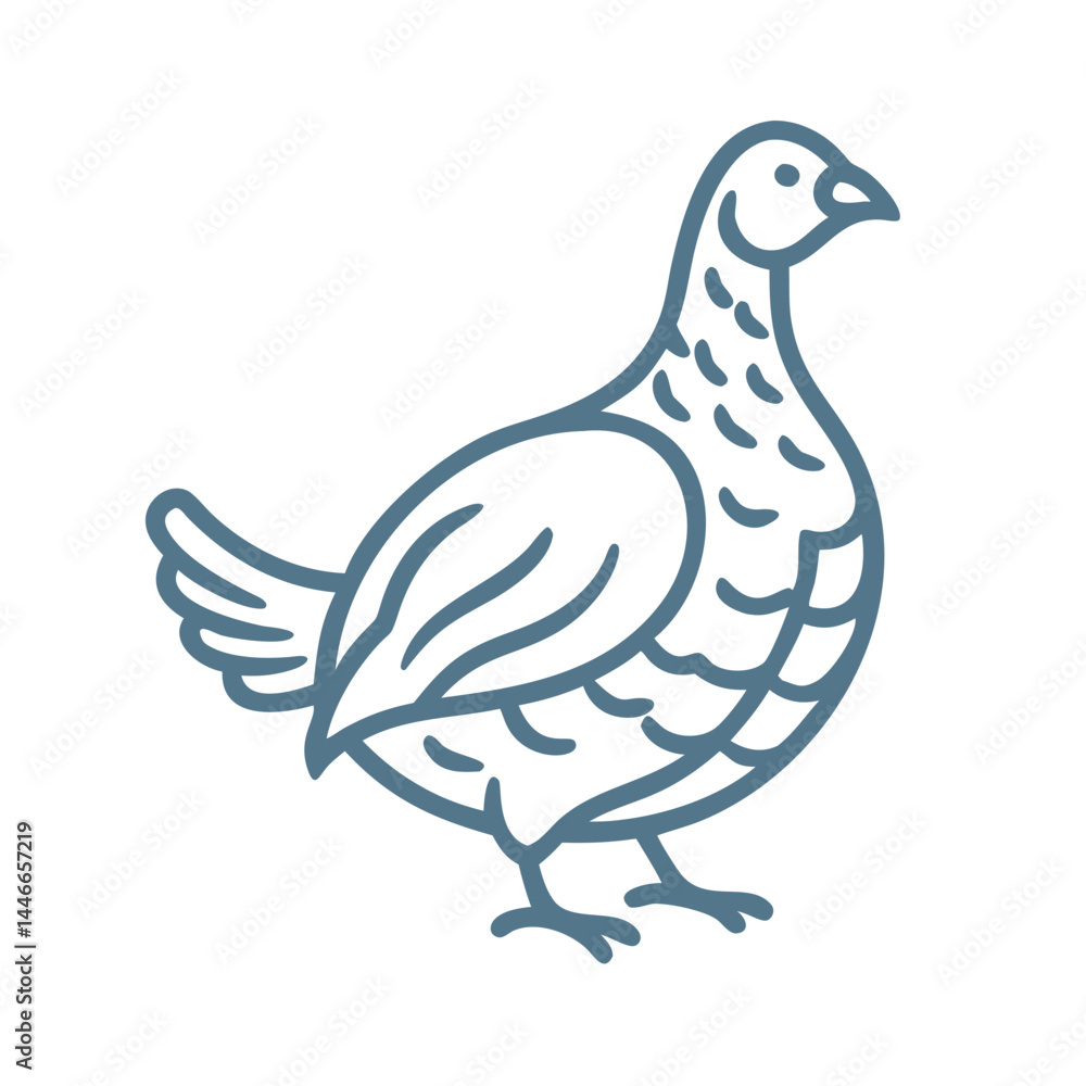 Fototapeta premium Minimalist Grouse Bird Outline Vector Illustration