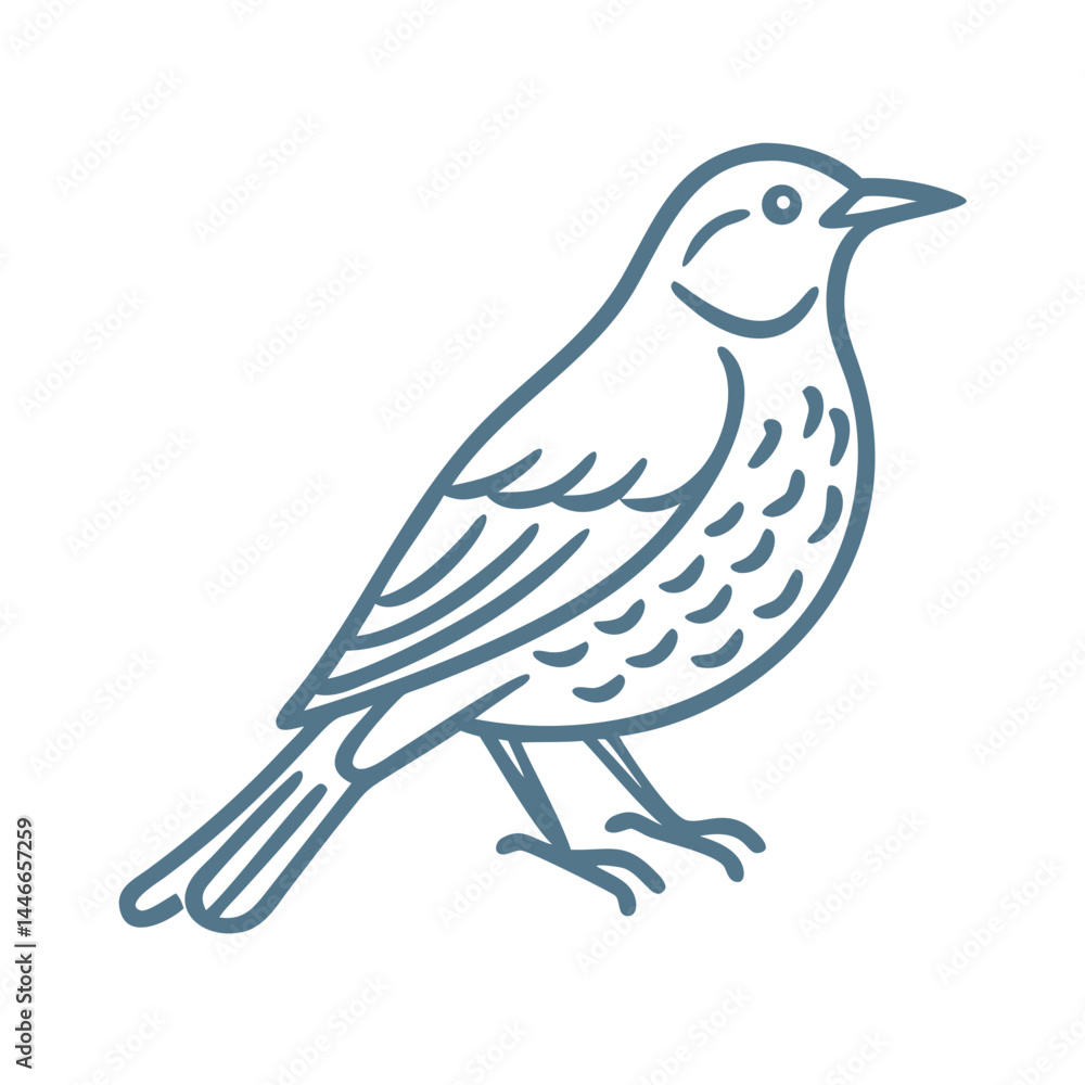 Obraz premium Red-Winged Blackbird Line Art Illustration