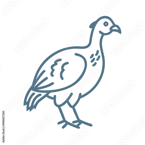 Kagu Bird Outline Icon, New Caledonia