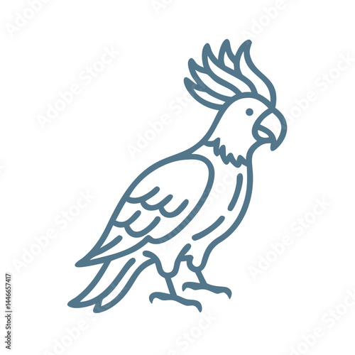 Sulphur-Crested Cockatoo Line Art Illustration