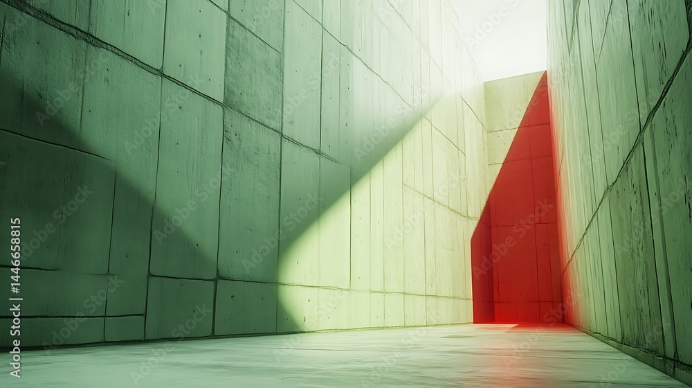 Concrete Corridor Red Light Concrete Corridor Red Light