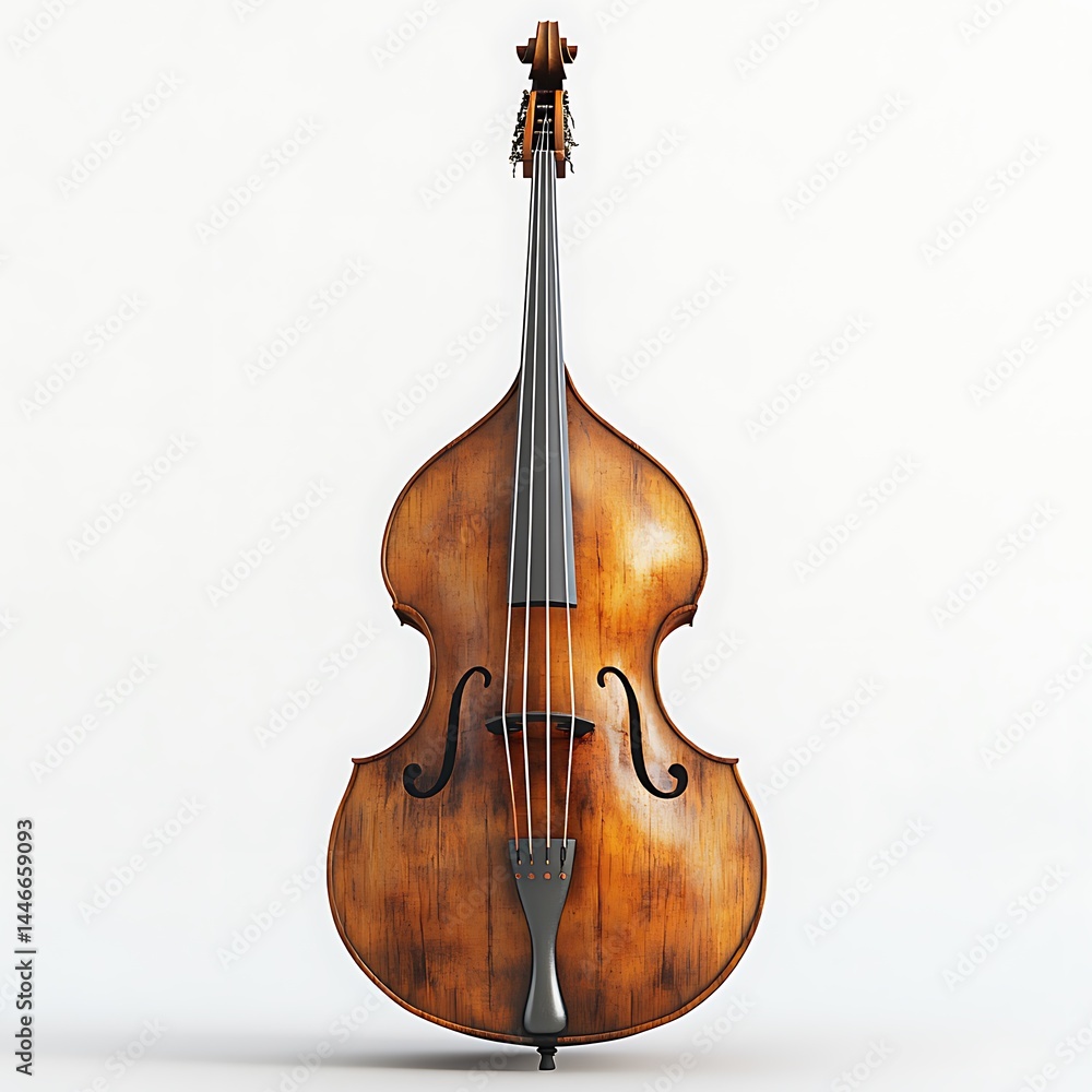 Fototapeta premium Upright Bass Musical Instrument Front View Detailed High Resolution Photo