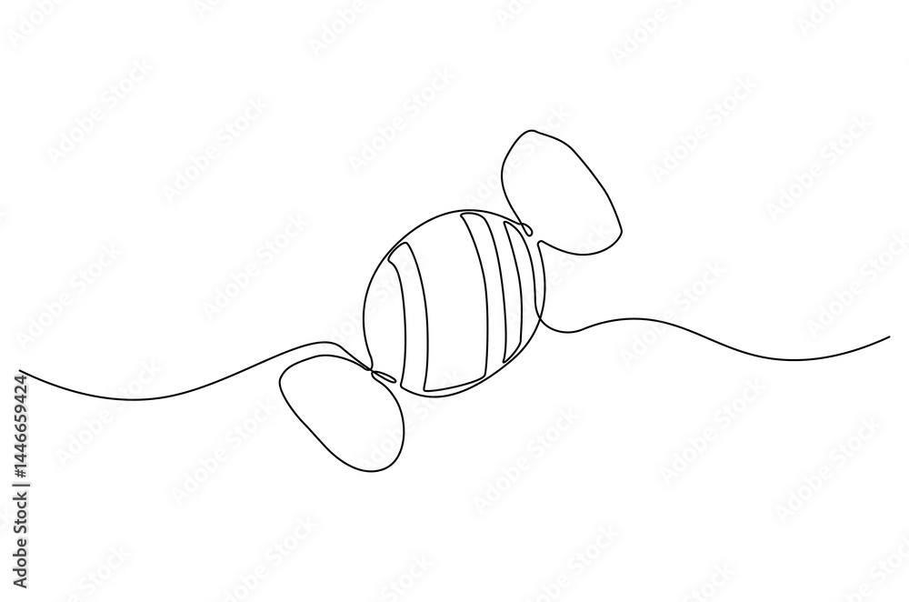 Obraz premium Continuous one line drawing of Candy. Single line drawing illustration of Sweet candy caramel or chocolate. Sweet and dessert themes concept vector art. Doodle line illustration.