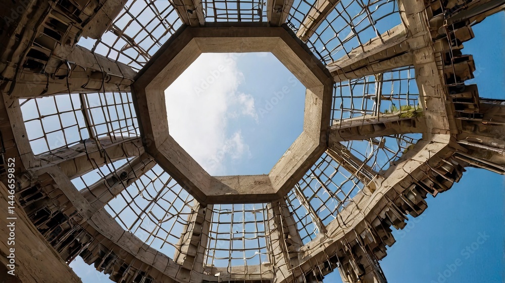 flats seen from below and showing blue sky flats seen from below and showing blue sky