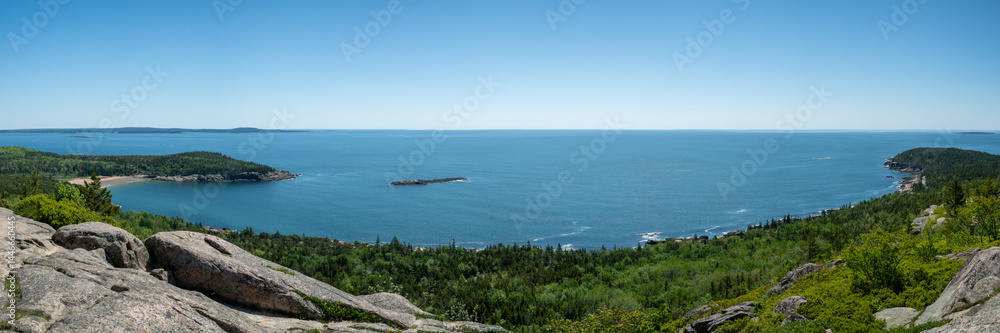 Panorama of The Acadia Coast Line Near Sand Beach