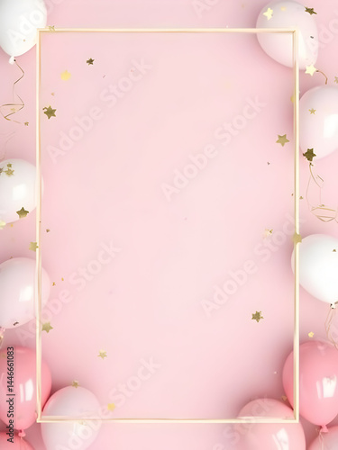 Pink and Gold Balloon Celebration Frame