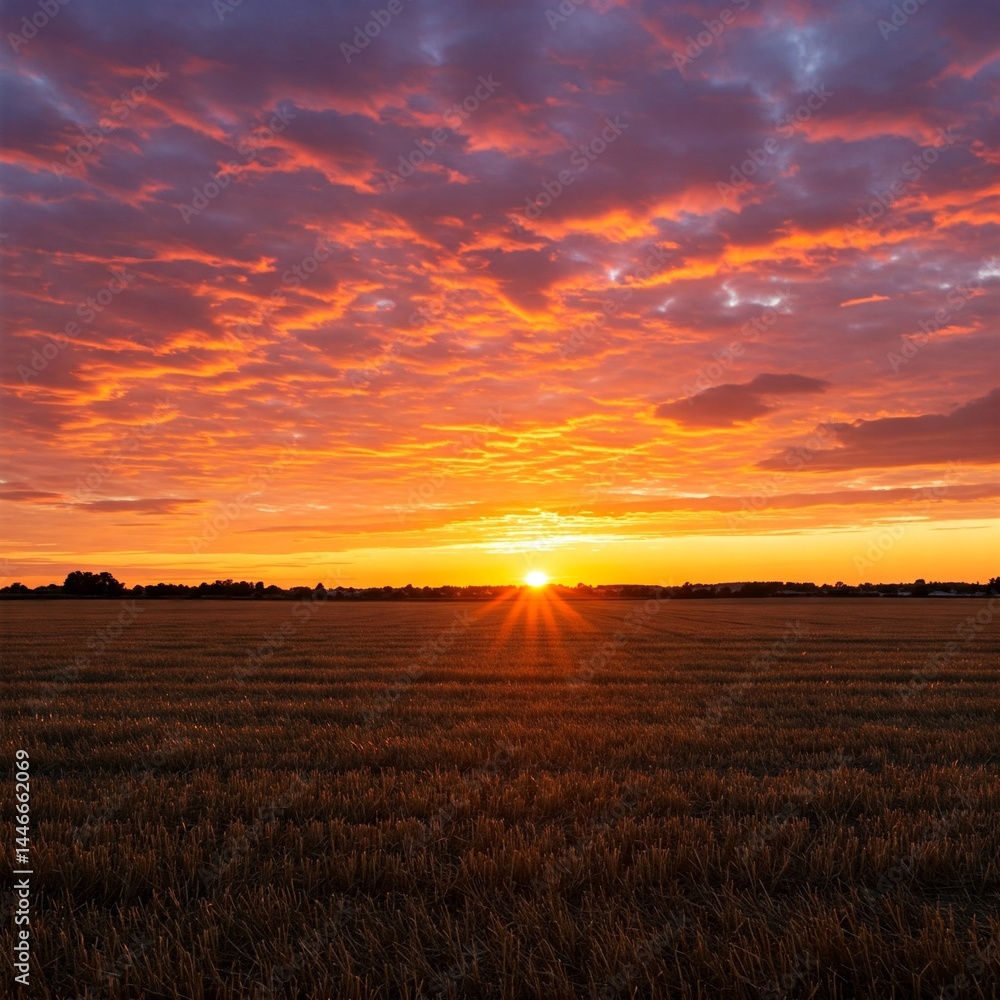 Fototapeta premium sunset over the field