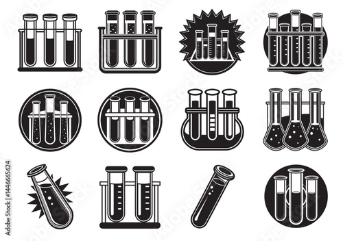 Test tubes icon Set, Test tubes silhouette vector