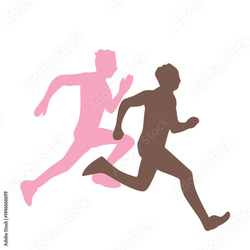 silhouette vector of male and female runners
