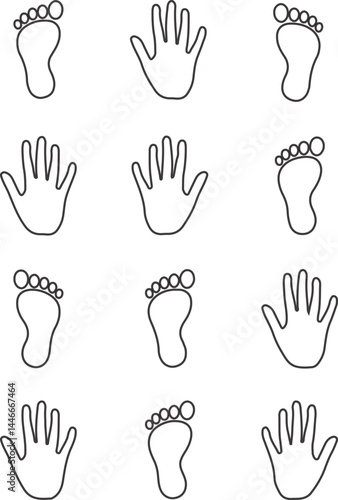 Hand and Foot Prints Vector Set