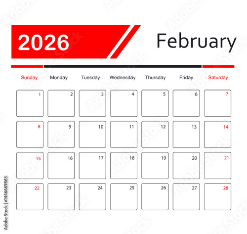 February 2026 Calendar. monthly calendar template