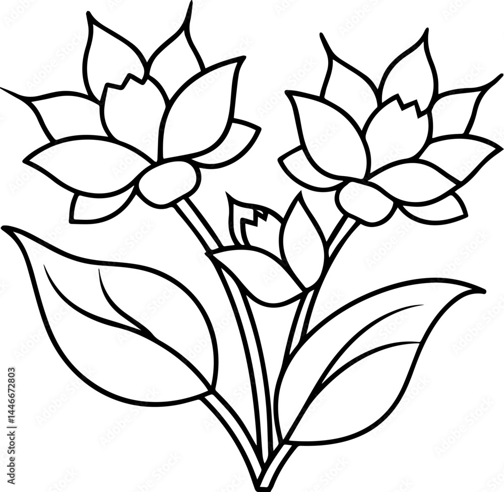 Fototapeta premium Flower outline vector illustration