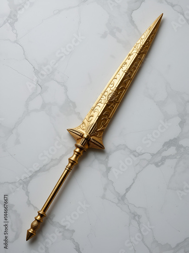 golden spear isolated on white background