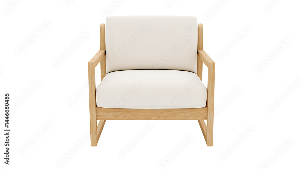 A wooden chair with a white cushion A wooden chair with a white cushion