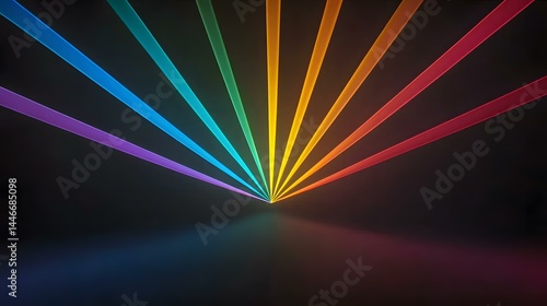 Wallpaper Mural Multiple vibrant laser beams in a rainbow spectrum converge at a single point on a dark background. Torontodigital.ca