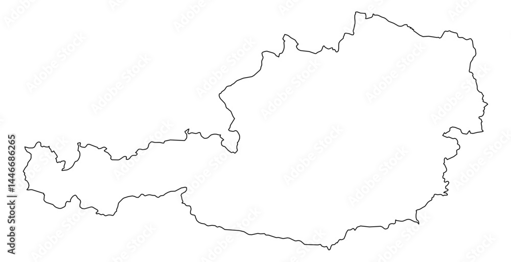 Fototapeta premium Austria Outline Map Vector - Editable Country Border