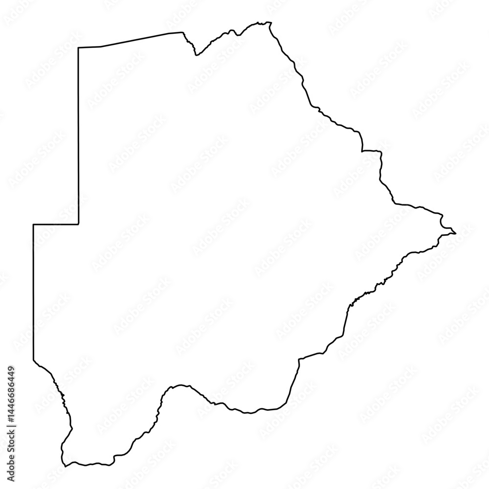 Naklejka premium Botswana Outline Map Vector - Editable Country Border