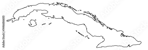 Cuba Outline Map Vector - Editable Country Border