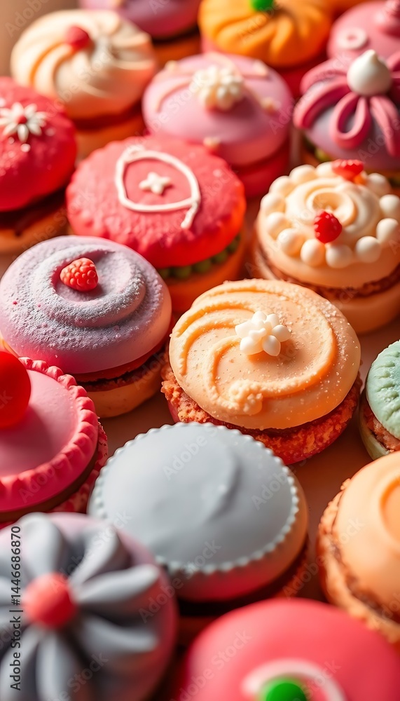 box filled with lots of colorful cupcakes box filled with lots of colorful cupcakes